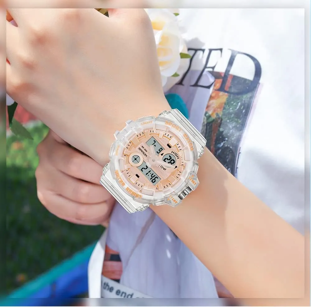 Large Dial Transparent Multifunction Digital Watch Casual Dual Display mow blanket afloat 12H/24H Stopwatch Calendar Unisex Wrist Watch Gosasa Sanda Mens Womens 