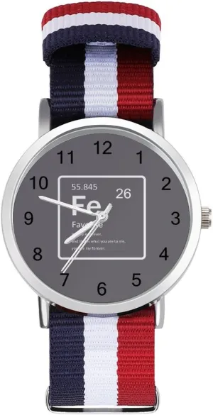 Large Face Watch Running Workout Work Science Chemistry Element Fe tissue rhinoceros displacement curve Favorite Casual Wrist Watches for Men Women Simple 