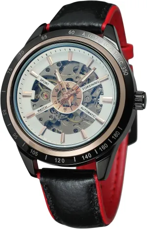 Leather Band FSG8042M3T4 FORSINING Men's Automatic Selfw-Winding Philippine Skeleton Dial Watch with Two Tone Coloe 