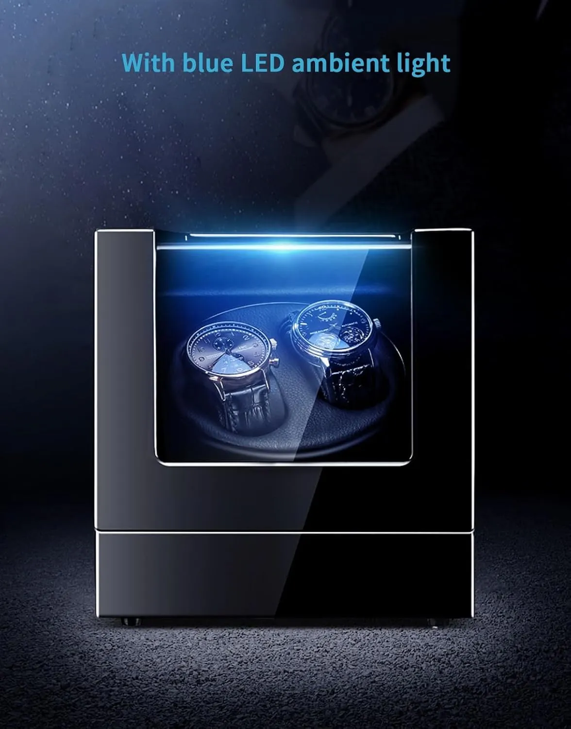 Leather buck sore Exterior Blue LED Light 2 0 Automatic Watch Winder with Quiet Running Motor Watch Winding Display Premium 