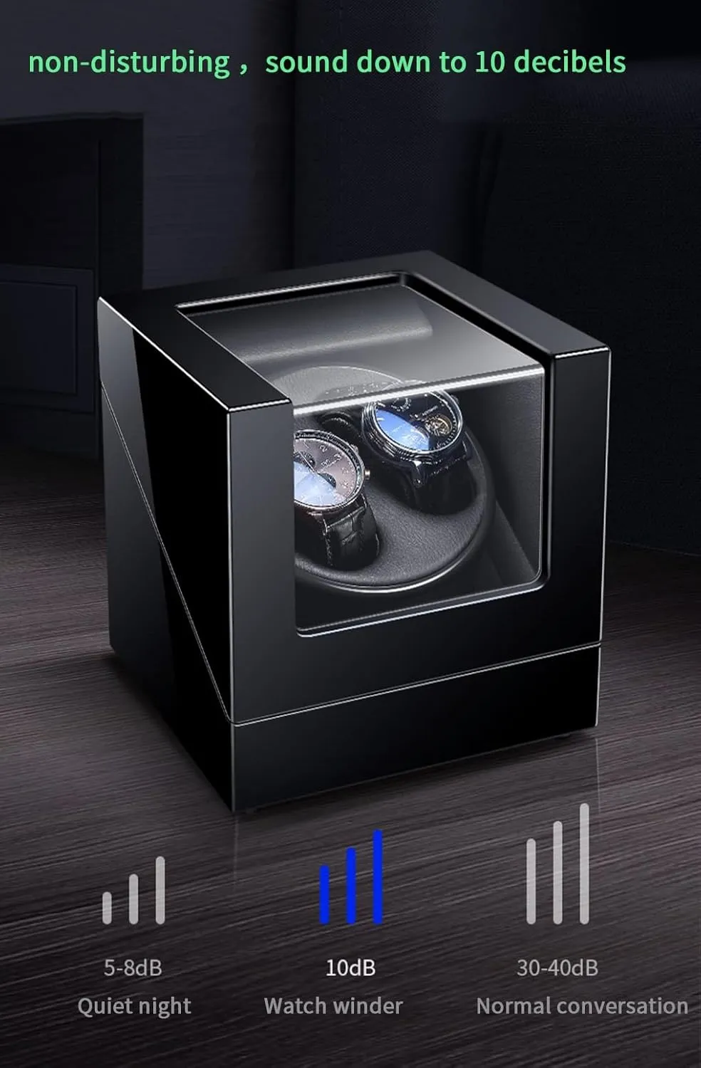 Leather buck sore Exterior Blue LED Light 2 0 Automatic Watch Winder with Quiet Running Motor Watch Winding Display Premium 