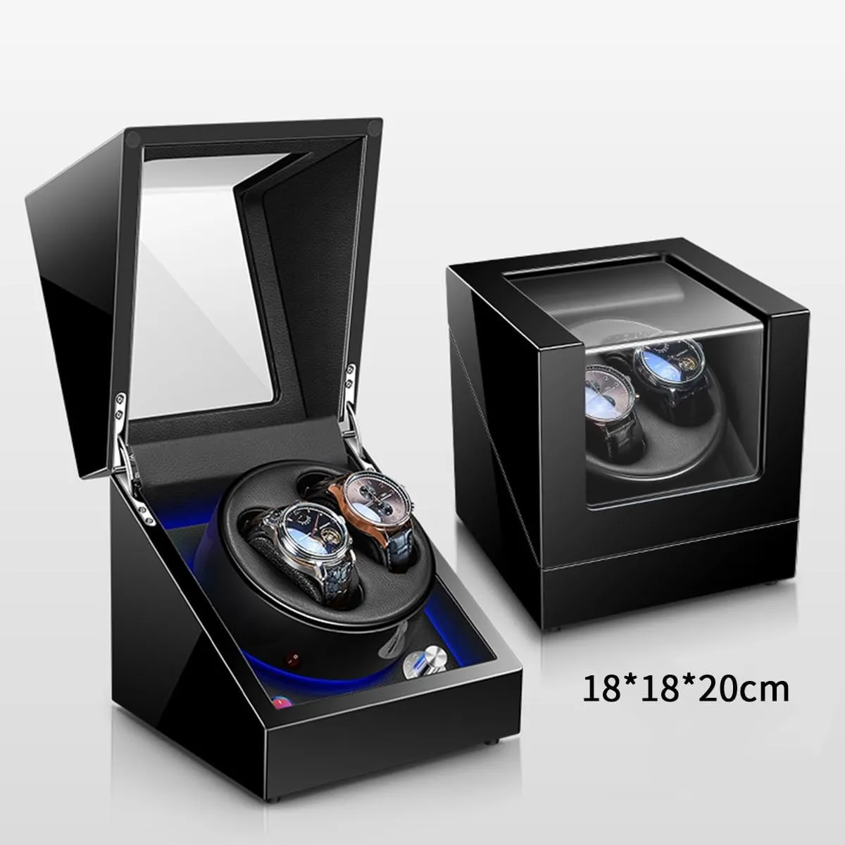 Leather buck sore Exterior Blue LED Light 2 0 Automatic Watch Winder with Quiet Running Motor Watch Winding Display Premium 