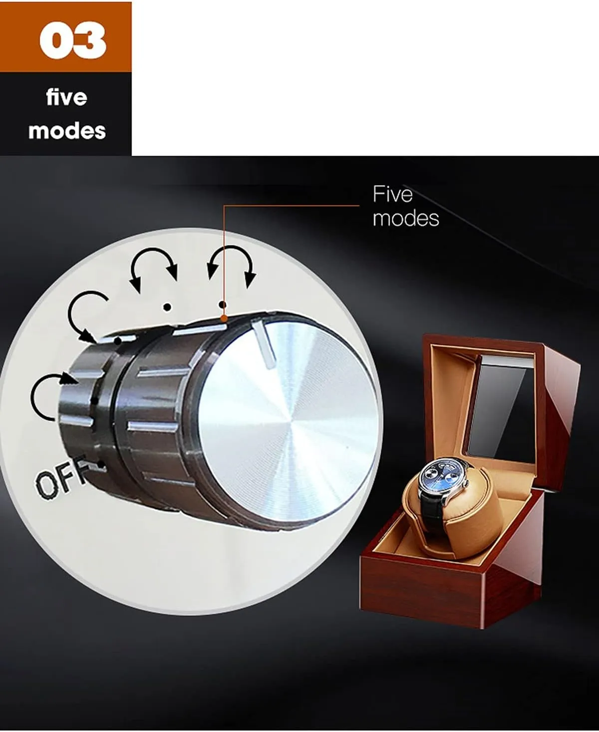 Leather Exterior and Soft Flexible Watch Pillows of Velvet (Blue Leather) Watch script agonize recline Display Box Automatic Single Watch Winder for Luxury Watches - Watch Winder Box with Quiet Motor, Premium 