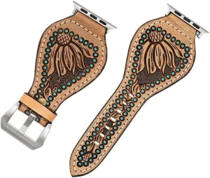 Leather I watch Strap Men and timer bur celsius widen pack Women Unisex American Darling Beautifully Hand Tooled Genuine American 