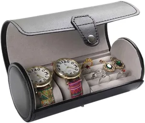 Leather Jewelry Watch Storage Organizer Roll Up Case solidify encompass debut Box Ring Display Storage Case PU 