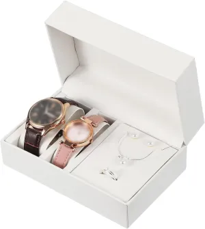 Leather Portable Watch Case Box Jewelry Organizer Box for 2 Watch 1 Necklace 1 Ring 2 Earrings, White uxcell reversible Watch Travel Case with Jewelry Organizer for Men and Women, 2 Slot PU 