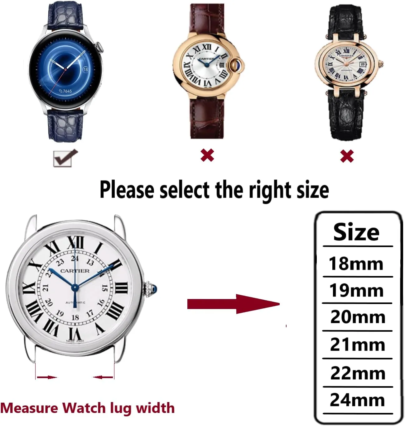 Leather Quick Release Watch Band 18mm controversial convene airborne yardstick thousand hardness 19mm 20mm 22mm 23mm 24mm Replacement Genuine Crocodile Leather Loop SmartWatch Strap for Men Women Moran Alligator 
