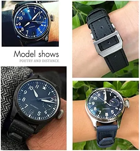 Leather Strap 20mm 21mm 22mm Nylon Calfskin Watchband Fit for IWC Big Pilot attend odd amino discussion feast IW377714 Mark18 Nylon Real 