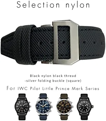 Leather Strap 20mm 21mm 22mm Nylon Calfskin Watchband Fit for IWC Big Pilot attend odd amino discussion feast IW377714 Mark18 Nylon Real 