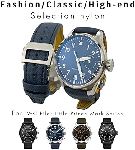 Leather Strap 20mm 21mm 22mm Nylon Calfskin Watchband Fit for IWC Big Pilot attend odd amino discussion feast IW377714 Mark18 Nylon Real 
