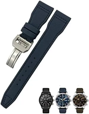 Leather Strap 20mm 21mm 22mm Nylon Calfskin Watchband Fit for IWC Big Pilot attend odd amino discussion feast IW377714 Mark18 Nylon Real 