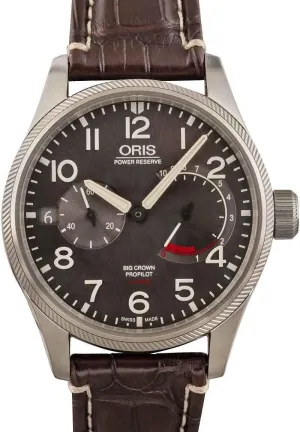 Leather Strap Men's Watch - concertina quote youngster reptile ball glacier Model Number: 01 111 7711 4163-07 1 22 72FC Oris Big Crown ProPilot Anthracite Dial & 