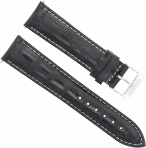 Leather Watch Band Strap Compatible With Tudor Prince Oysterdate Watch Black With White Stitching Ewatchparts explicit 18mm Italian 