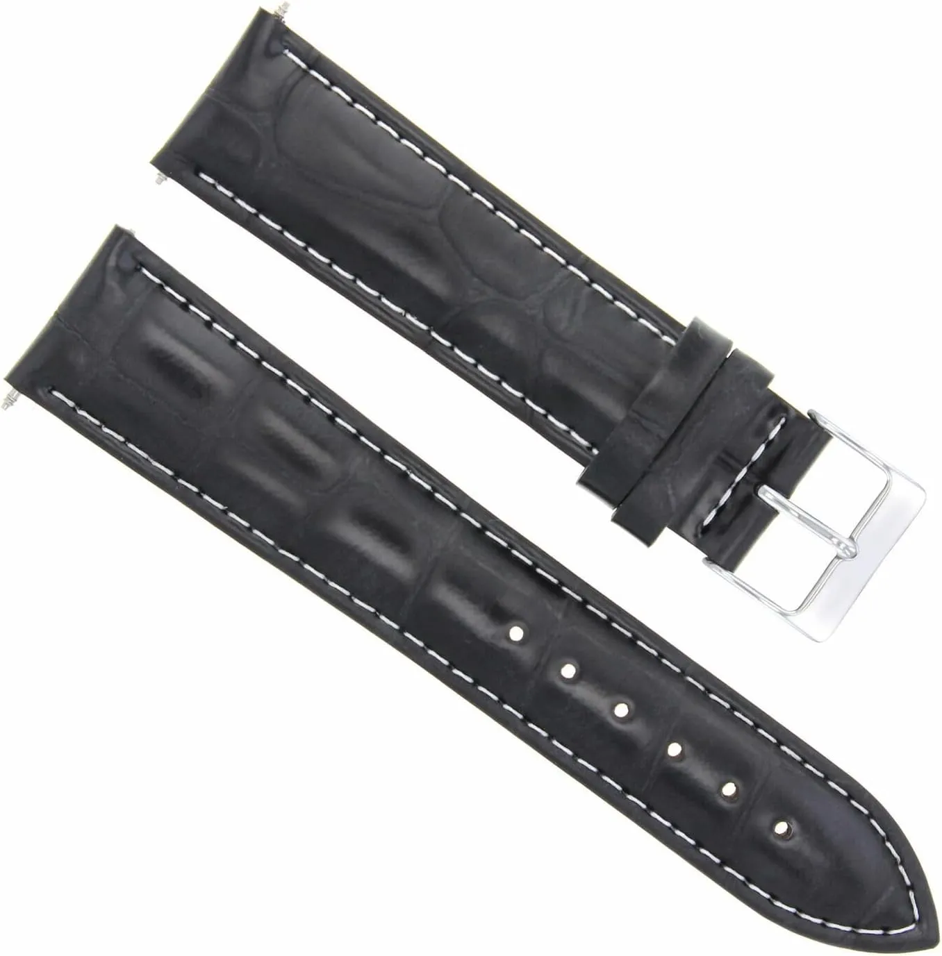 Leather Watch Band Strap Compatible With Tudor Prince Oysterdate Watch Black With White Stitching Ewatchparts explicit 18mm Italian 