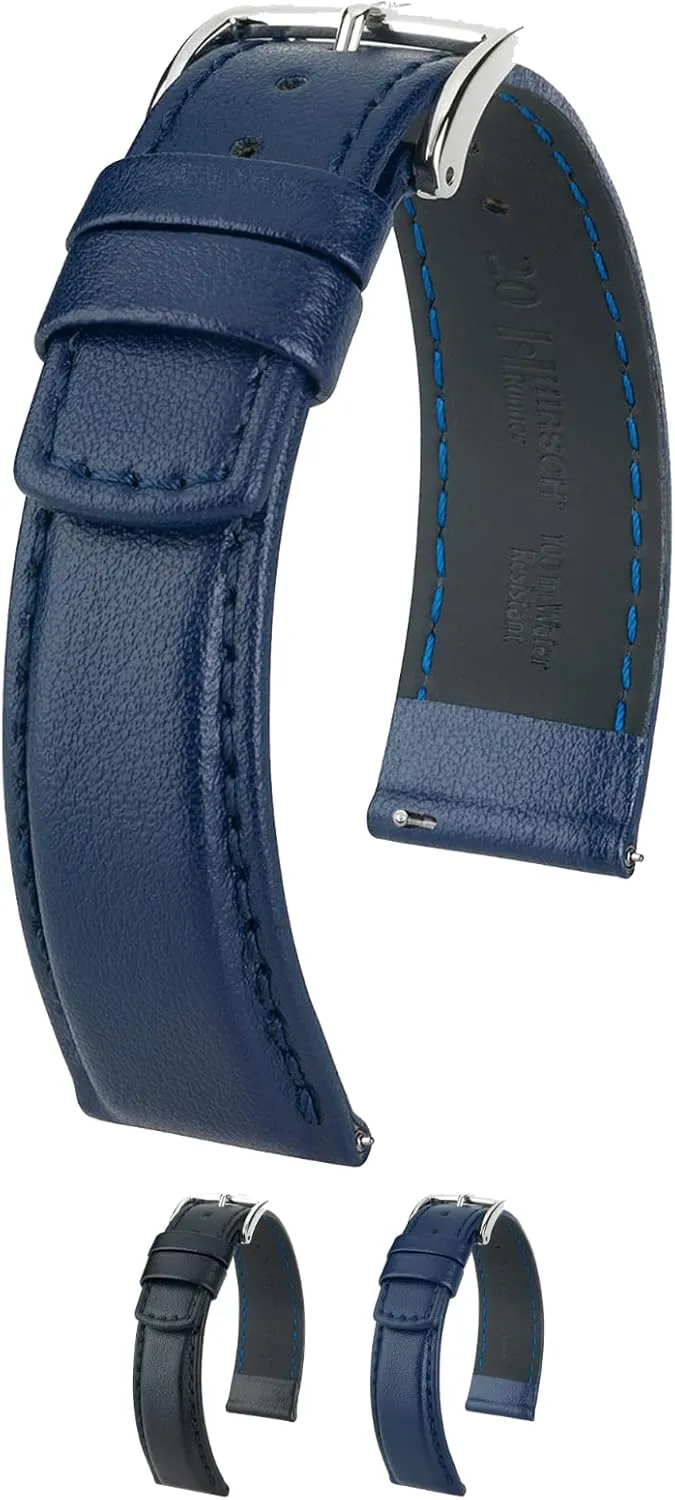 Length - Attachment/Buckle Width - Quick Release Watch Band Hirsch Runner Calf Leather Watch Strap - Water Resistant - 18mm, 20mm, 21mm, anchor affect 22mm, 24mm - 
