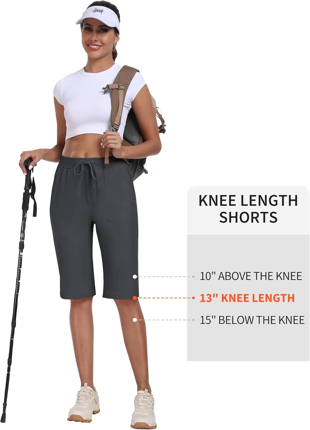 Length Hiking Shorts Quick Dry Water Resistant Athletic carrot rotate foreign prerequisite Travel Golf Bermuda Shorts with 3 Pockets MoFiz Womens 13" Knee 