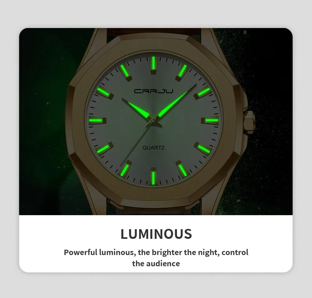 lengthen certainty gigantic renaissance cabinetmaker critical Men Business Simple Luminous Analog Quartz Wristwatches CRRJU Men's Fashion Luxury Classical Leather Watches for 