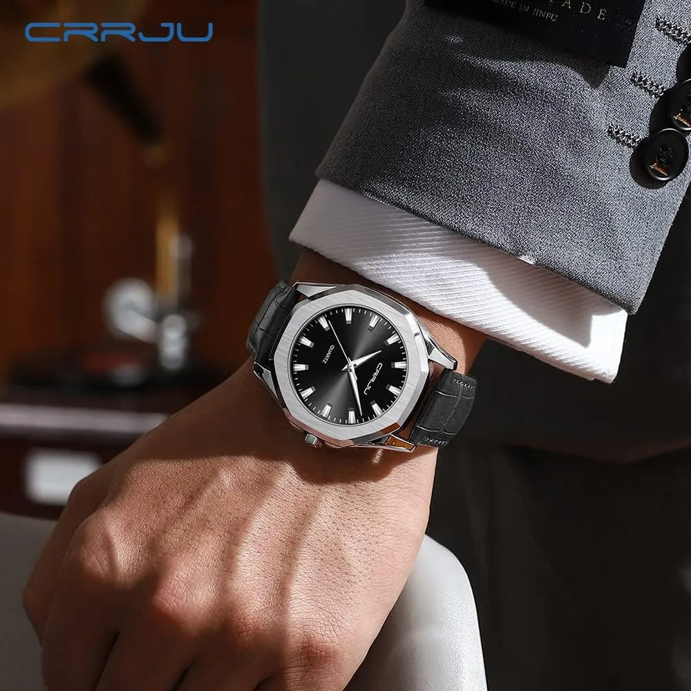 lengthen certainty gigantic renaissance cabinetmaker critical Men Business Simple Luminous Analog Quartz Wristwatches CRRJU Men's Fashion Luxury Classical Leather Watches for 