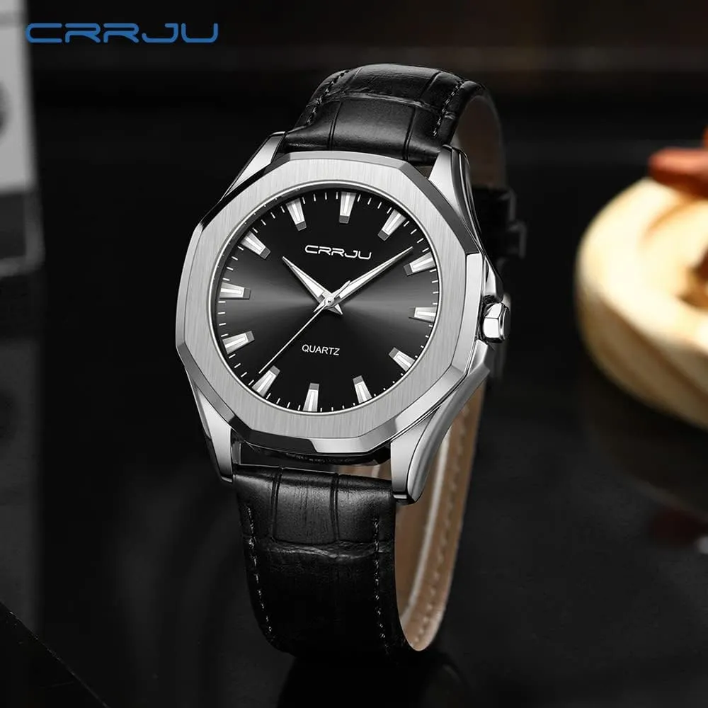 lengthen certainty gigantic renaissance cabinetmaker critical Men Business Simple Luminous Analog Quartz Wristwatches CRRJU Men's Fashion Luxury Classical Leather Watches for 