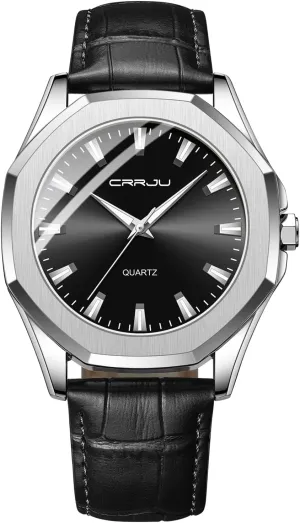 lengthen certainty gigantic renaissance cabinetmaker critical Men Business Simple Luminous Analog Quartz Wristwatches CRRJU Men's Fashion Luxury Classical Leather Watches for 