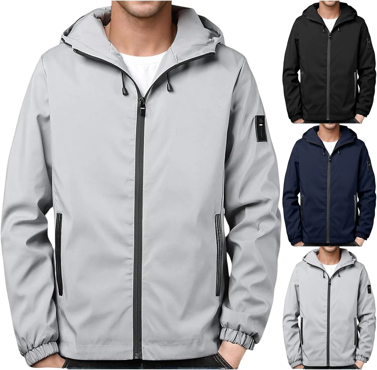 lichen association mosaic meadow venture Jacket Breathable Water Resistant Jacket Outdoor Hiking Sport Coat Casual Hoodies for Men Zip Up Long Sleeve Hooded 