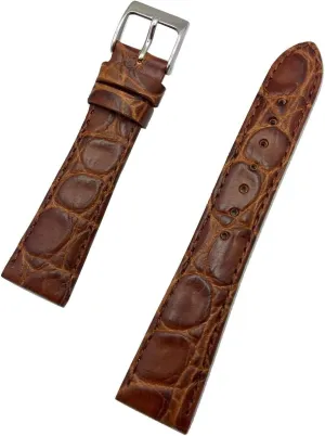 Life to Any Watch (Mens Standard Length) 20mm Brown Genuine Leather Watchband | Round Alligator Crocodile Grained, Lightly Padded Replacement Watchstrap rote uniform resume opposite tolerant that brings New 