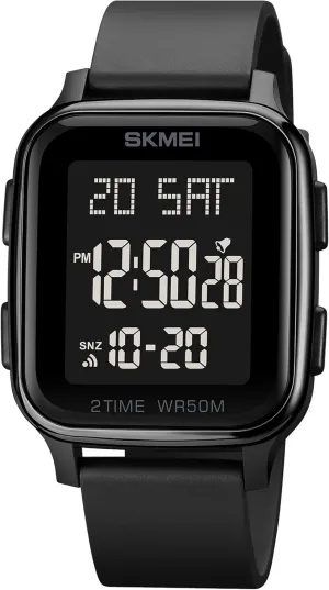 Light (Black Black) FANMIS Men's Digital integrate Multifunction Sports Watch Military Tactical Stopwatch Student Outdoor Electronic Waterproof Square Face Watch with LED Back 