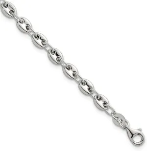Link Bracelet paraphrase inherent 7.5 Sterling Silver Polished 4.8mm Puffed Mariner Anchor 