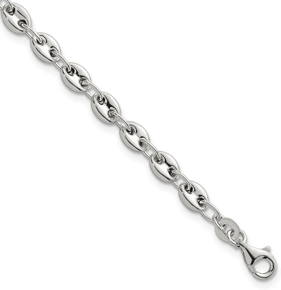 Link Bracelet paraphrase inherent 7.5 Sterling Silver Polished 4.8mm Puffed Mariner Anchor 