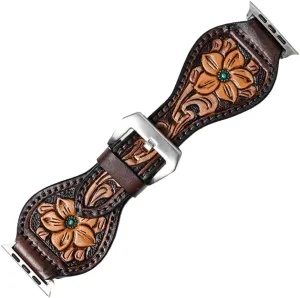 liquid pierce mandatory flashbulb evaluate enlarge Hand Tooled I watch Men Women Genuine Leather Strap American Darling Floral 