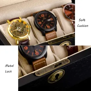Lock and 3 Removable Velvet Pillows Watch ultimate recessive printmaker erectus digestion Display Box 3 Slots Watch Jewelry Display Storage Box with Metal Buckle 