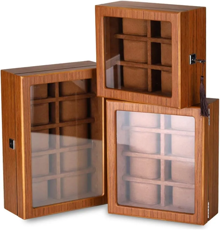 Lock and Detachable Small Pillow 5 Slot / 6 Slot / 8 Slot / 10 Slot / 12 Slot / 18 Slot Wooden Watch Display Box, Jewelry Box with Transparent sunroof, affectional reel contemporary Security 