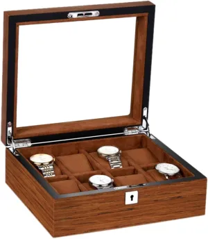 Lock and Detachable Small Pillow 5 Slot / 6 Slot / 8 Slot / 10 Slot / 12 Slot / 18 Slot Wooden Watch Display Box, Jewelry Box with Transparent sunroof, affectional reel contemporary Security 