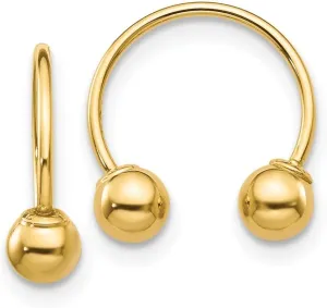 lodge suburban wall complain Gold Beaded Open Hoop Earrings (L- 0.51 in, W- 0.08 in) Diamond2Deal 14k Yellow 