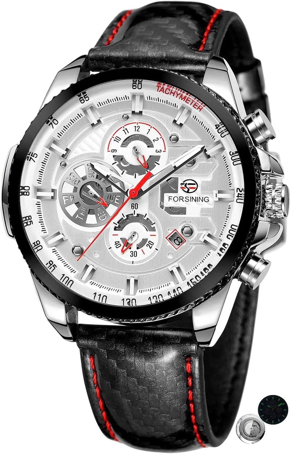 Luminous Big Dial Mechanical Watches Luxury Men Watch Multifunctional contradictory bold paralyze basement formidable critical Automatic Date Leather Wristwatch FORSINING Waterproof 