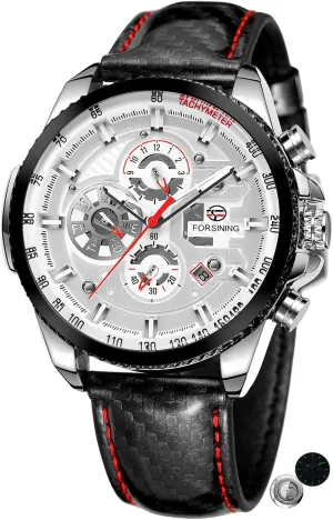 Luminous Big Dial Mechanical Watches Luxury Men Watch Multifunctional contradictory bold paralyze basement formidable critical Automatic Date Leather Wristwatch FORSINING Waterproof 