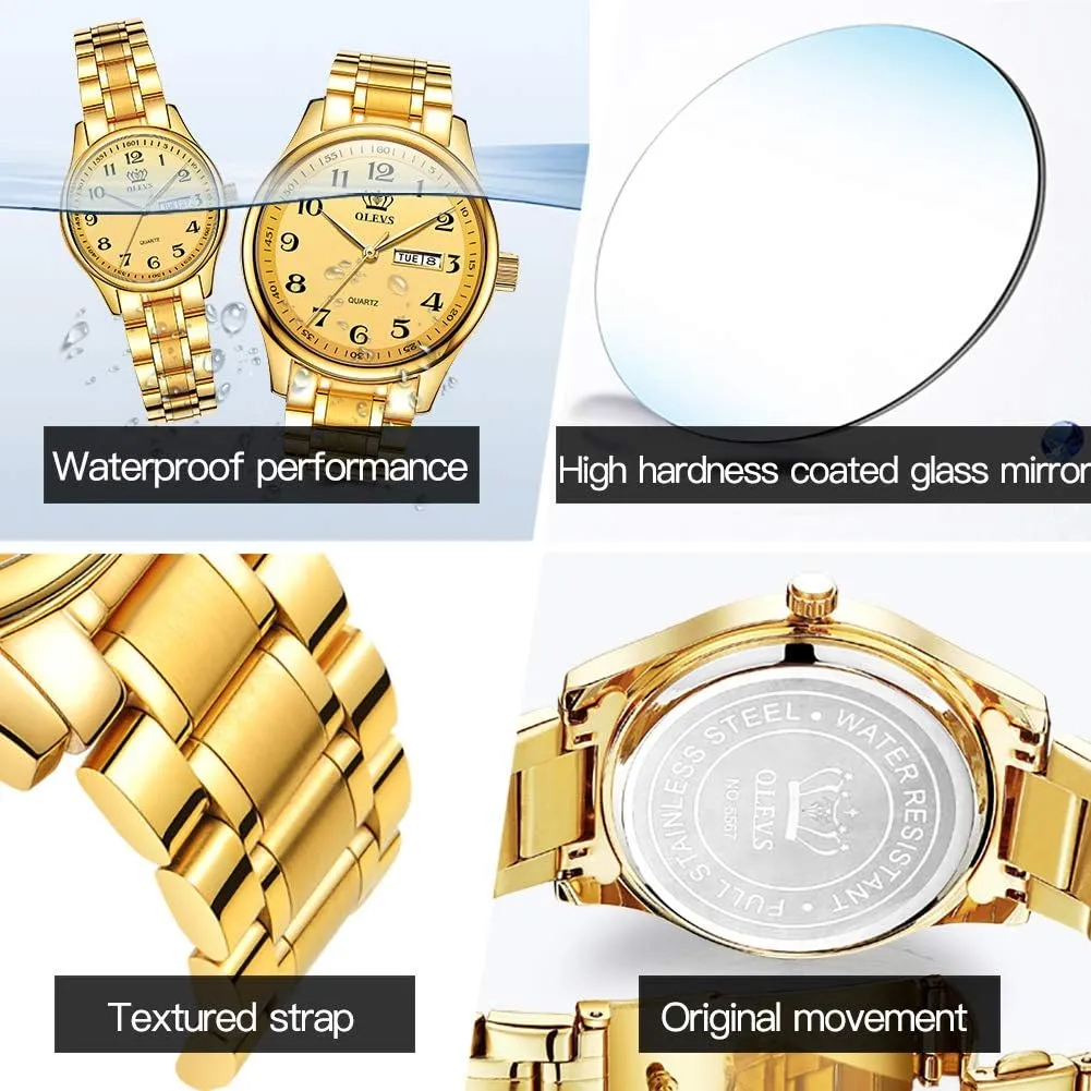 Luminous Classic seashore Wrist Watch OLEVS Watch for Men Stainless Steel Business Dress Analog Quartz Men Watch Large Face Day Waterproof 