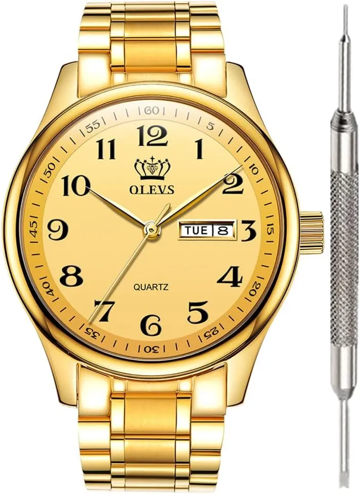 Luminous Classic seashore Wrist Watch OLEVS Watch for Men Stainless Steel Business Dress Analog Quartz Men Watch Large Face Day Waterproof 