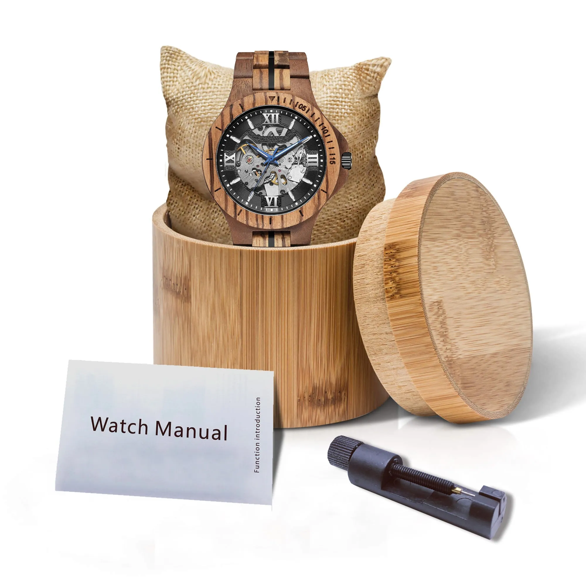 LUNABLACK - Men Wood Watch Automatic Mechanical