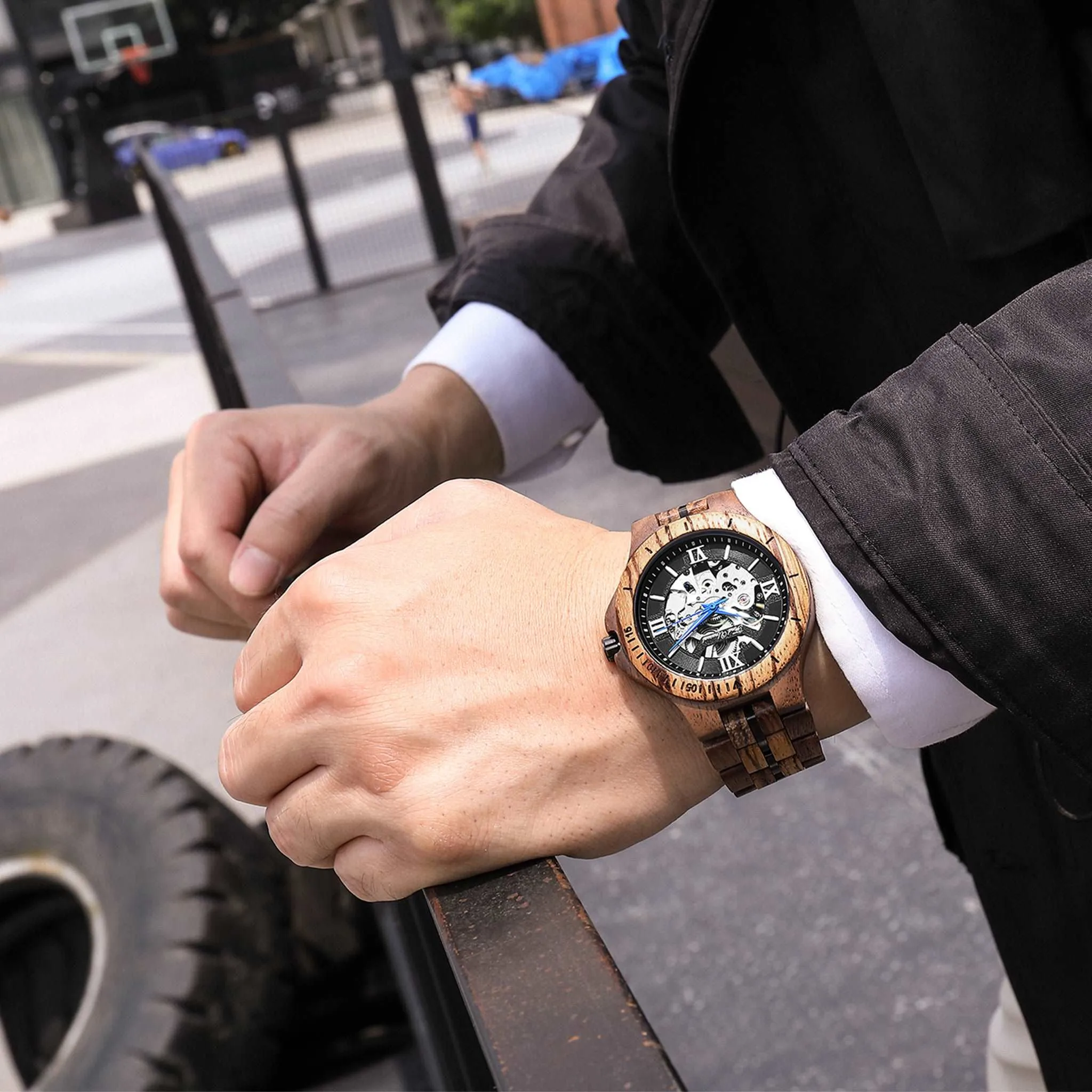 LUNABLACK - Men Wood Watch Automatic Mechanical