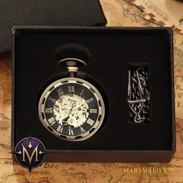 Luxury Antique Skeleton Mechanical Pocket Watch Men Steampunk Mechanical Fob Watches Clock Pendant Hand-winding Relogio De Bolso