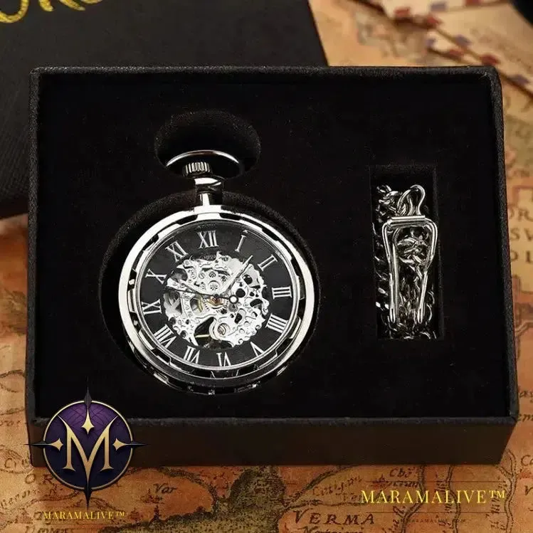 Luxury Antique Skeleton Mechanical Pocket Watch Men Steampunk Mechanical Fob Watches Clock Pendant Hand-winding Relogio De Bolso