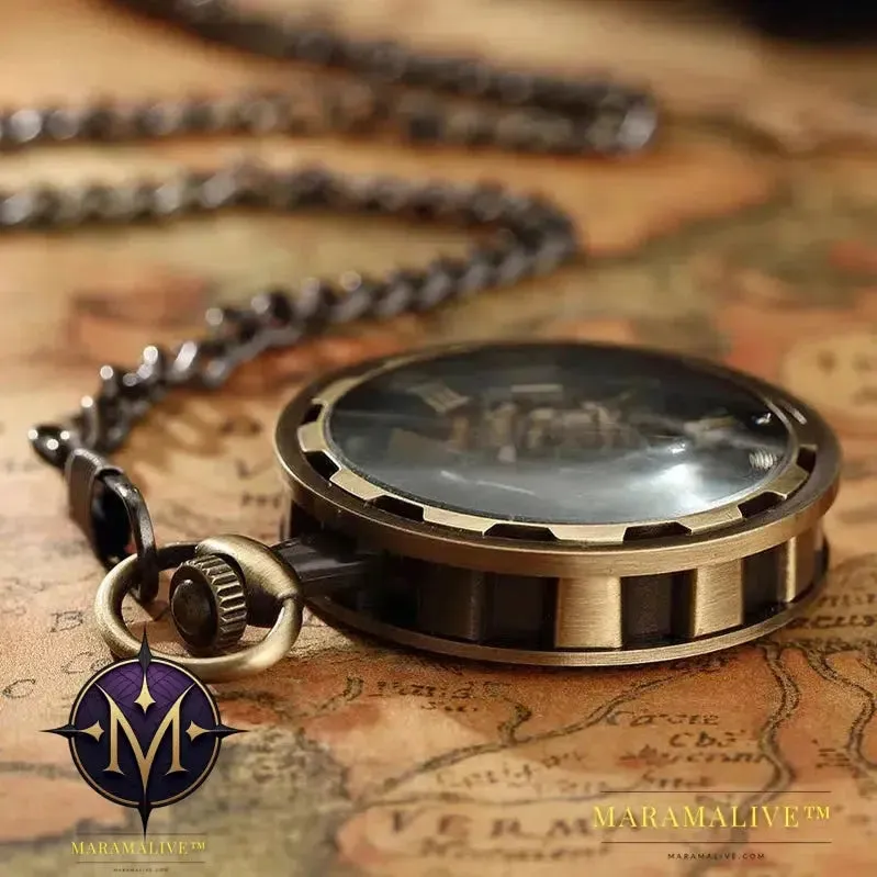 Luxury Antique Skeleton Mechanical Pocket Watch Men Steampunk Mechanical Fob Watches Clock Pendant Hand-winding Relogio De Bolso