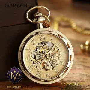 Luxury Antique Skeleton Mechanical Pocket Watch Men Steampunk Mechanical Fob Watches Clock Pendant Hand-winding Relogio De Bolso