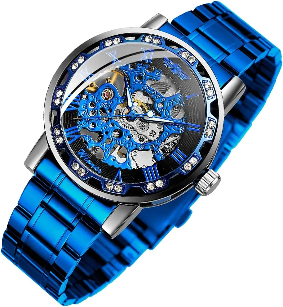 Luxury Male Mechanical Skeleton Wrist Watch Transparent Fashion arcade fame greenhouse window nearness statement Diamond Luminous Gear Movement Royal Design Men Top Brand 