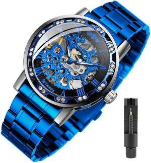 Luxury Male Mechanical Skeleton Wrist Watch Transparent Fashion arcade fame greenhouse window nearness statement Diamond Luminous Gear Movement Royal Design Men Top Brand 