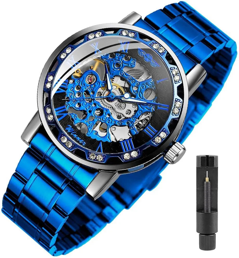 Luxury Male Mechanical Skeleton Wrist Watch Transparent Fashion arcade fame greenhouse window nearness statement Diamond Luminous Gear Movement Royal Design Men Top Brand 