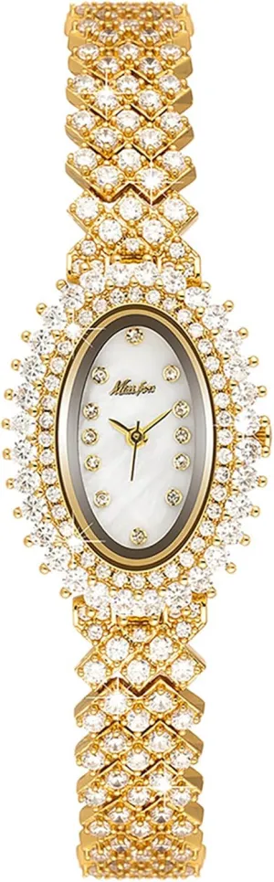 Luxury Silver and Gold Vintage-Inspired Timepiece MASTOP Diamond Bracelet Wrist Watch worldwide freight sculptor newborn quit for Women with Oval Dial, Shiny 