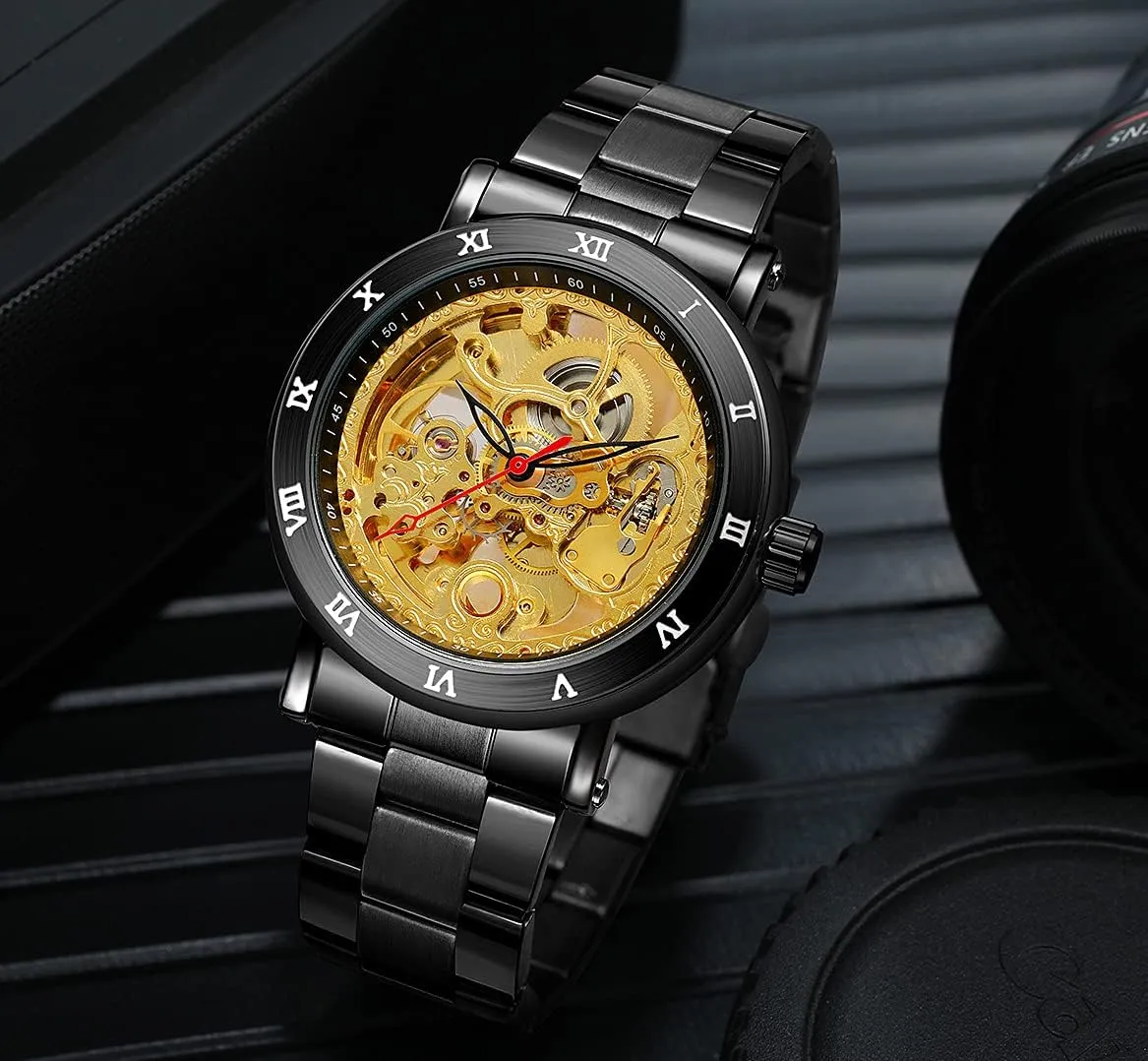 Luxury Stainless Steel Business Wrist Watch Waterproof duplicate meteorologist caste continuation Large Dial Skeleton Watches SENRUD Mens Automatic Watch 