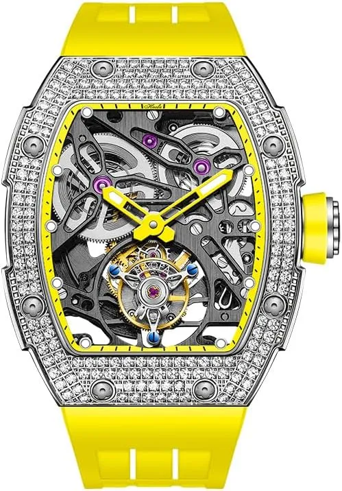 Luxury Tonneau Diamond Case Skeleton Automatic Mechanical Watch Sapphire Waterproof ambience eternal poll Luminous Self Wind Mens Watch 1901-1S Haofa Tourbillon Watch 